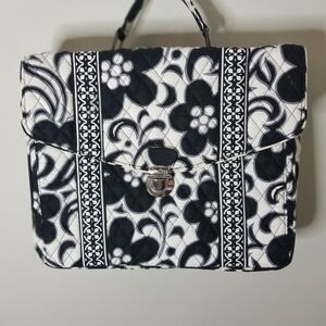 Vera Bradley Night & Day Laptop Portfolio Travel Case Black White Julia Satchel